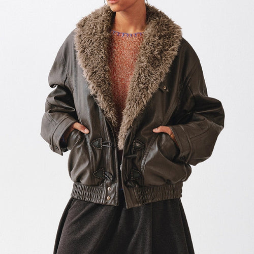 Élan Nomade -Oversized Shearling Leather Bomber