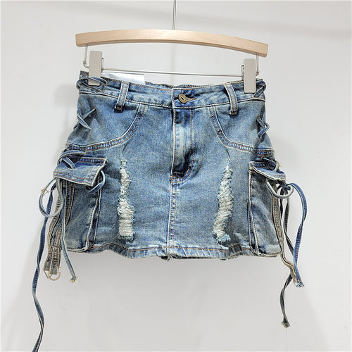 ‘Canadian Lover’ Denim Cargo Skirt