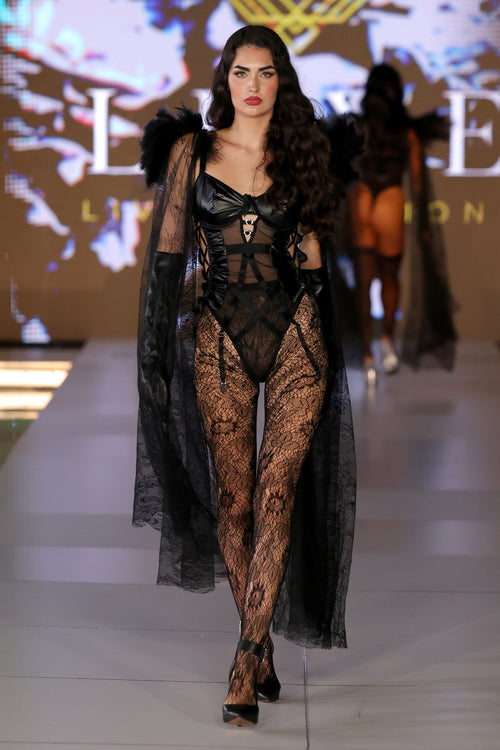 EXO SIREN™ “BLACK REIGN” Corset Couture Bodysuit