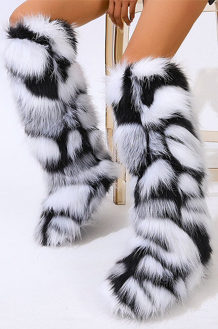 Fur boots knee high clearance