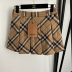 Burberry-Style Kensington Quilted Check Pleated Mini