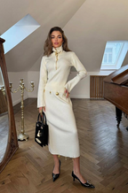 Schiaparelli Surrealist Charm Zip-Neck Knit Midi Dress