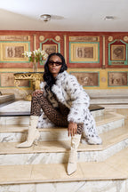 “Frost Étoile” Snow Leopard Faux Fur Maxi Coat