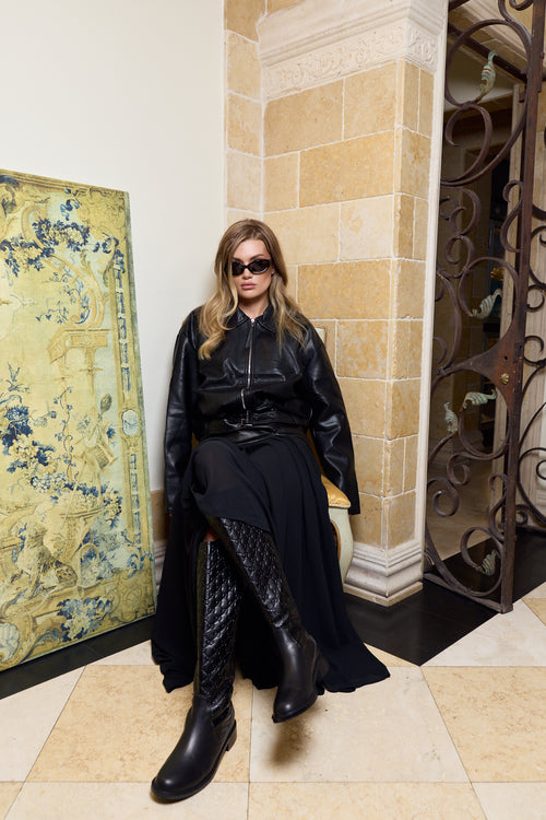 Loewe Draped Back Cropped Leather Jacket