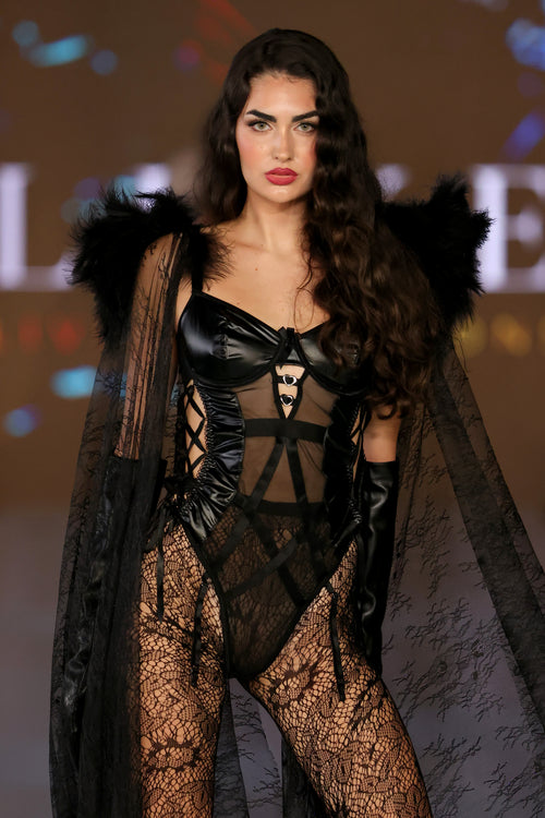 EXO SIREN™ “BLACK REIGN” Corset Couture Bodysuit
