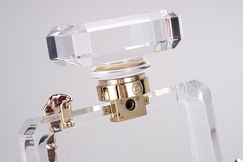 CHANEL Transparent Acrylic Perfume Bottle Bag with Stones
