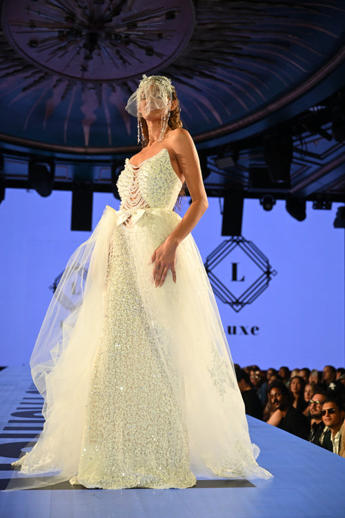 Lustre d’Ivoire” Crystal-Encrusted Bridal Gown