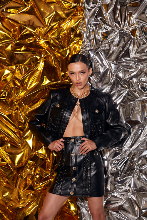 ‘Beulah London’ Leather Skirt Set