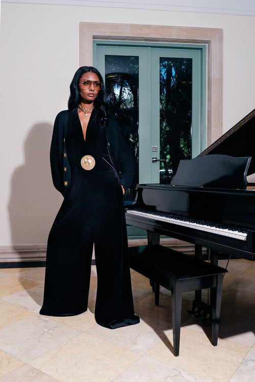 Schiaparelli “Or Sculptural Heels” – Black Nappa Leather & Gilded Toe Stilettos