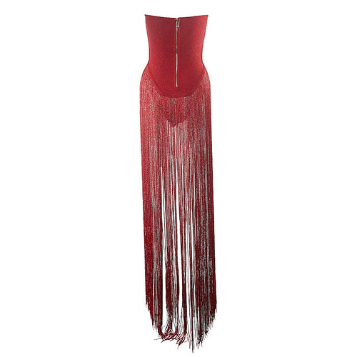 Marise Strapless Fringed Dress