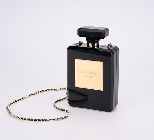 CHANEL Black & Gold Perfume Bottle Bag