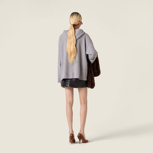 Miu Miu Zip-Front Wool Hoodie Jacket