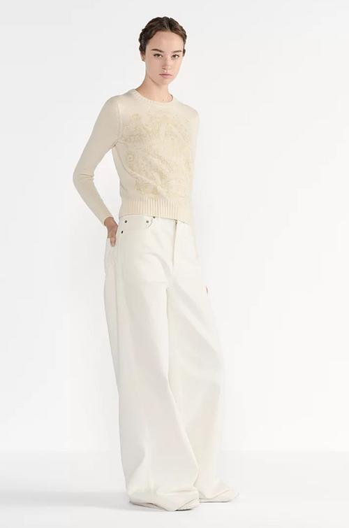 Dior Toile de Jouy Embroidered Knit Sweater
