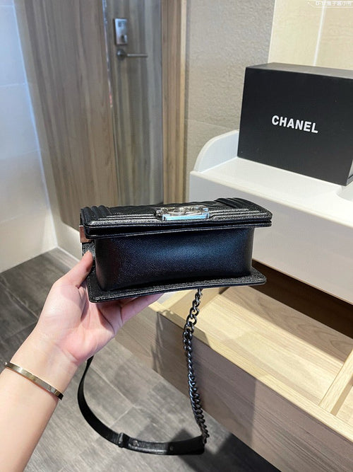 Chanel Boy Flap Quilted Caviar Bag