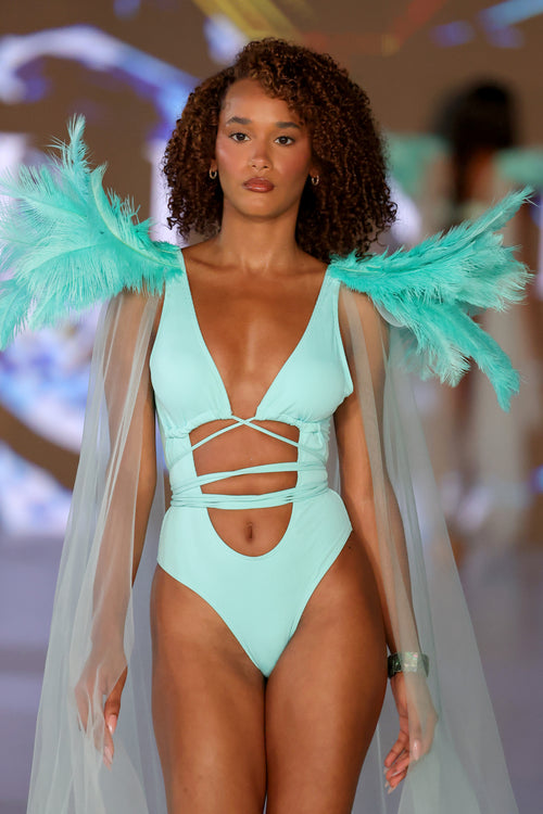 EXO SIREN™ “AQUA ASCENDANT” Wrap One-Piece Swimsuit