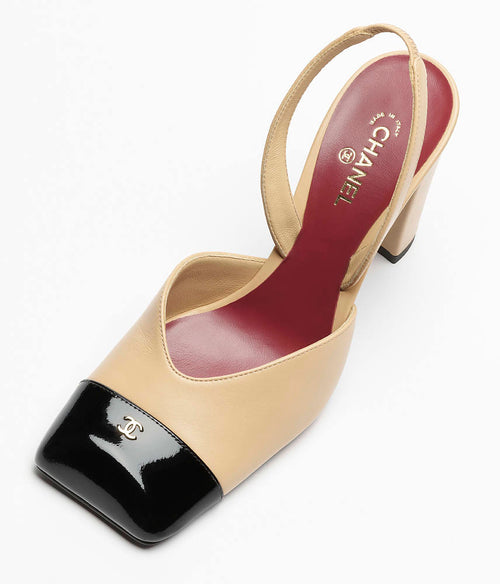 CHANEL “Sable Noir” Cap-Toe Slingback Pumps