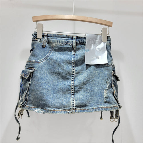 ‘Canadian Lover’ Denim Cargo Skirt
