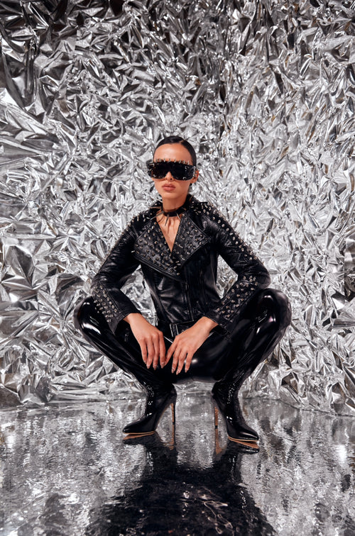 'Arvilla' Patent Leather Stretch Pants Boots