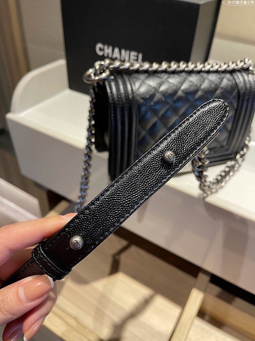 Chanel Boy Flap Quilted Caviar Bag