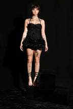 "La Fleur d’Ébène” Velvet Corset Mini Skirt Set