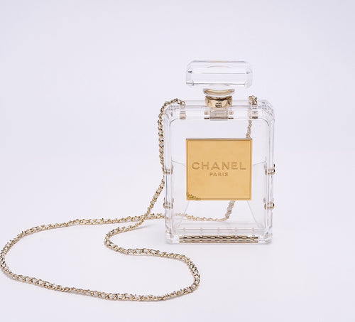 CHANEL Transparent Acrylic Perfume Bottle Bag