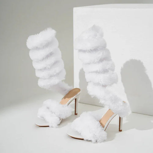 ‘Exposed’ Fur Strappy Heel