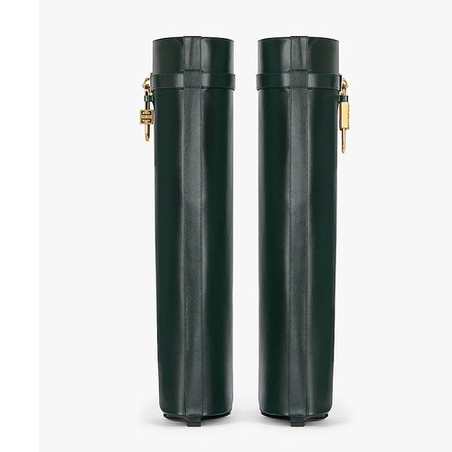 ‘Vedo’ Leather Knee High Wedge Heel