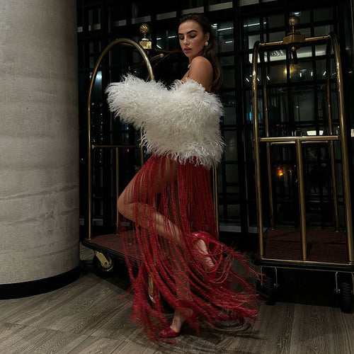 Marise Strapless Fringed Dress