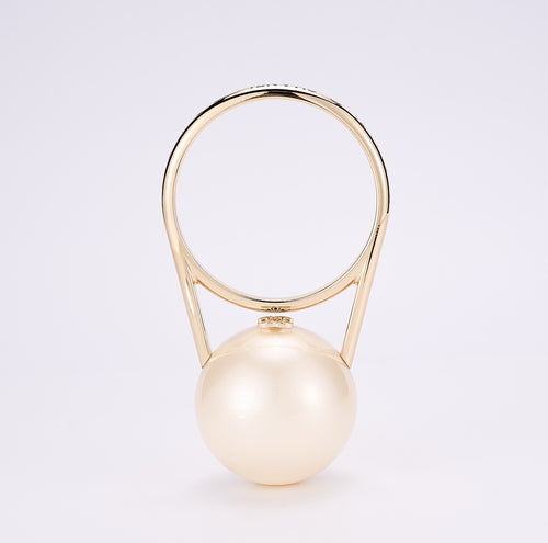 CHANEL Cruise Pearled Cylinder Minaudière with Gold Handle