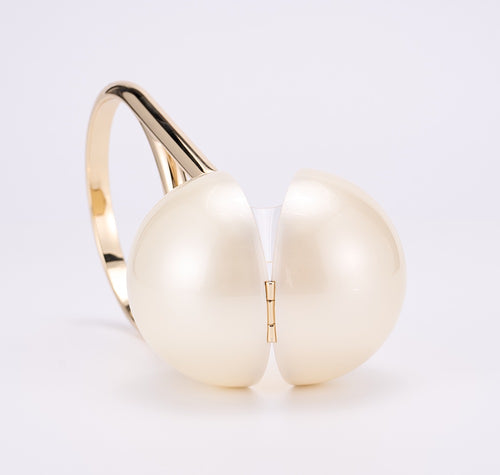 CHANEL Cruise Pearled Cylinder Minaudière with Gold Handle