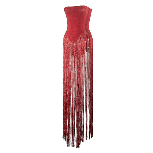 Marise Strapless Fringed Dress