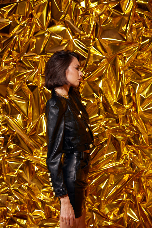 'Ameer' Luxury Leather Skirt Set