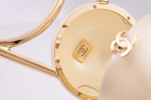 CHANEL Cruise Pearled Cylinder Minaudière with Gold Handle