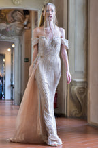 Valentina Royale – Diamond Mesh Beaded Strapless Gown