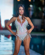 'Valeria' Couture Beaded Bodysuit w/Choker