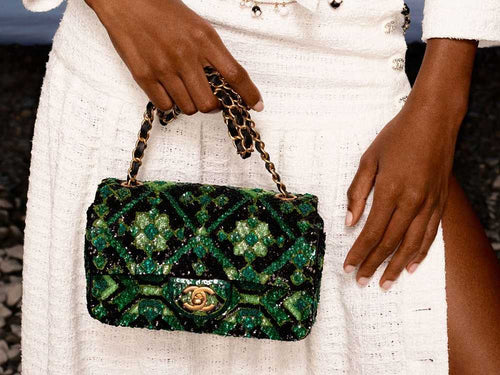 Chanel Emerald Sequin Classic Flap Bag