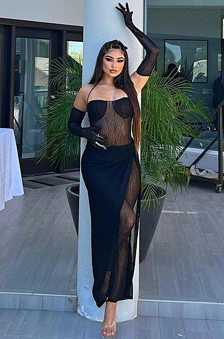 “Verso” Luxury Mesh Jumpsuit/Skirt Set