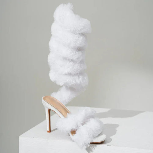‘Exposed’ Fur Strappy Heel