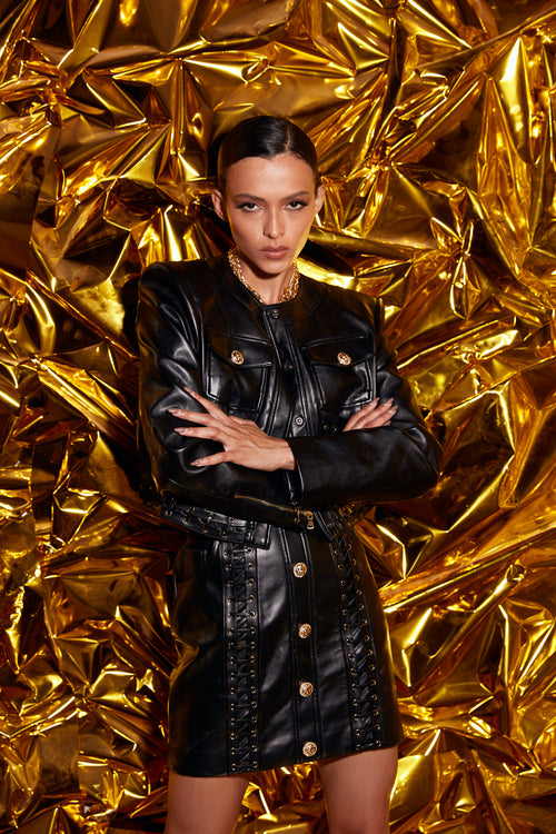 ‘Beulah London’ Leather Skirt Set