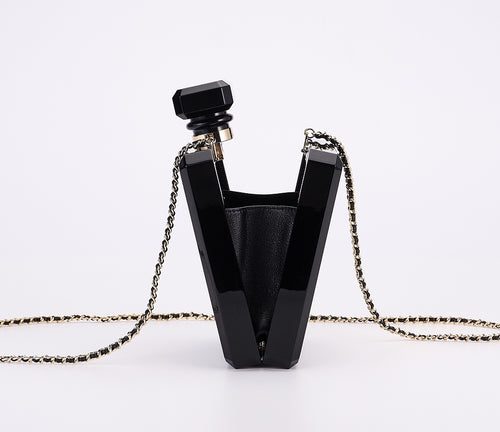 CHANEL Black & Gold Perfume Bottle Bag