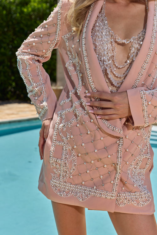 Stefano-Luxe Pearl Blazer Dress