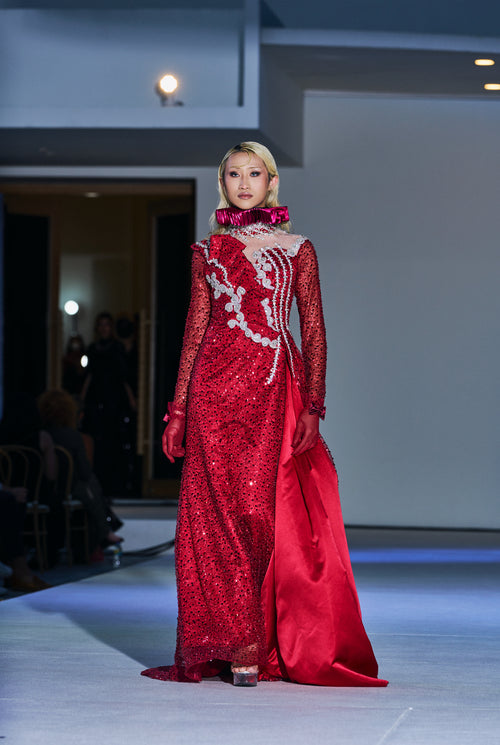 Crimson Dominion Couture Gown