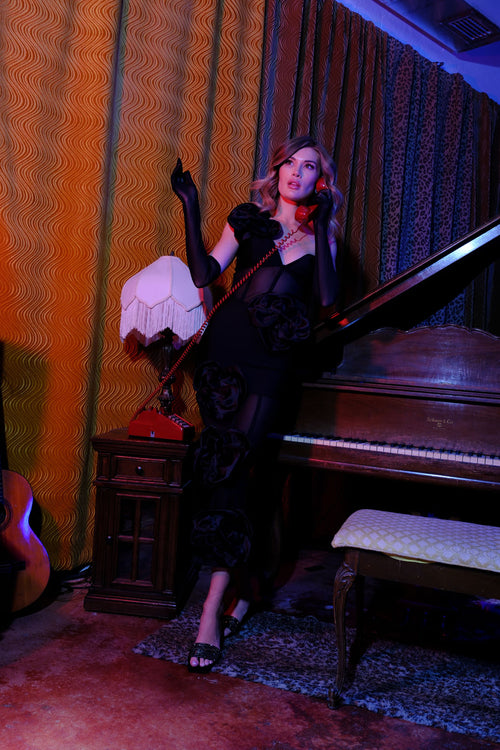 'Midnight Siren' Crystal-Weave Stiletto Mules