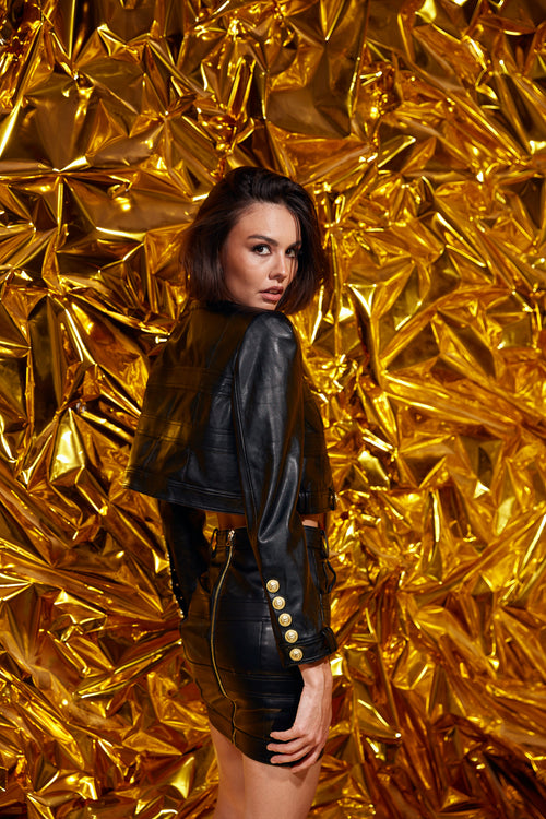 'Ameer' Luxury Leather Skirt Set