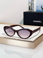 CHANEL Oval Acetate Signature Sunglasses