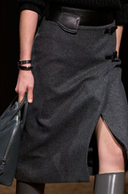 Hermès Wool Wrap Skirt with Leather Belt Detail – Gris Élégance