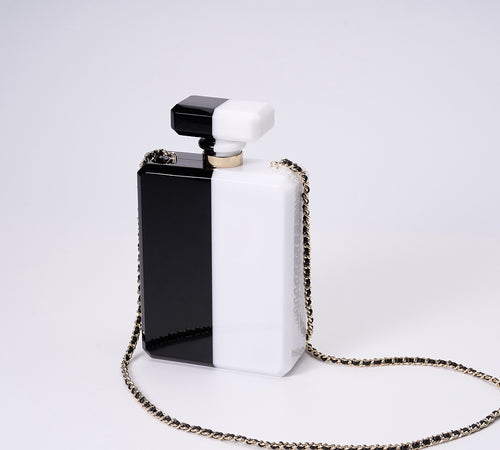 CHANEL Black & White Perfume Bottle Bag
