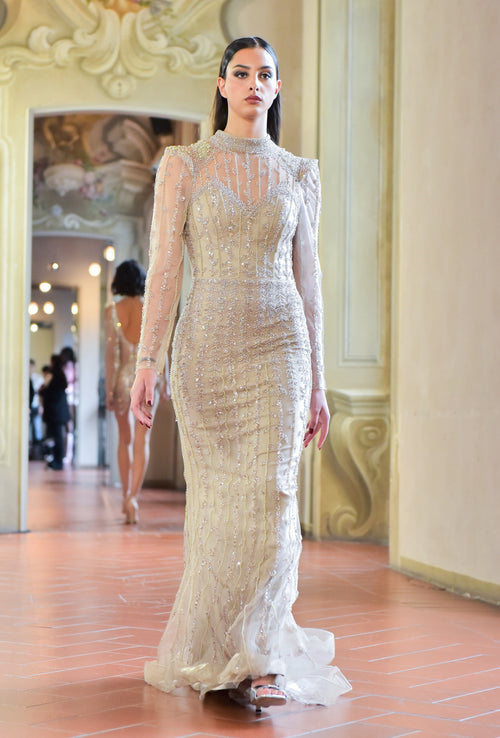 “Majesté d’Or” Imperial Beaded Illusion Gown