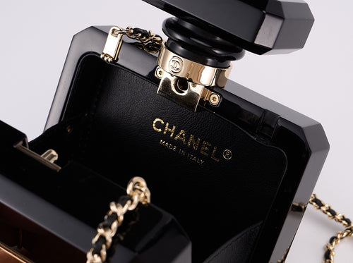 CHANEL Black & Gold Perfume Bottle Bag