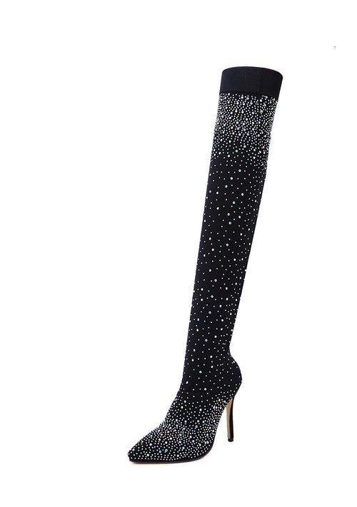 ‘Anastasia’ Rhinestone Thigh High Boot